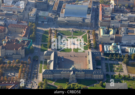 Luftaufnahme, Neues Schloss, neues Schloss, Ehrenhof, Koenigsbau Gebäude, Altes Schloss, altes Schloss, Stuttgart, Baden-Württemberg Stockfoto