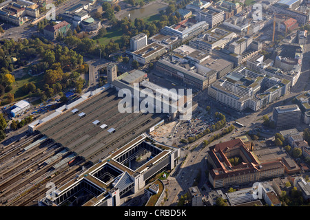 Luftaufnahme, Hauptbahnhof in Stuttgart bei Stuttgart 21 Bau Projekt, Baden-Württemberg, Deutschland, Europa Stockfoto