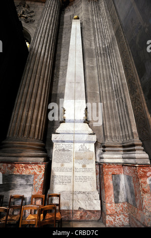 Gnomon von Henry Sully, katholischer Kirche Saint-Sulpice de Paris, Saint-Germain-des-Prés, Paris, Frankreich Stockfoto