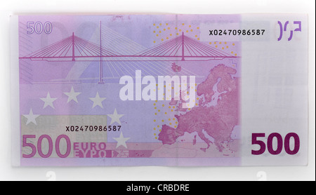 500-Euro-Banknote, zurück Stockfoto