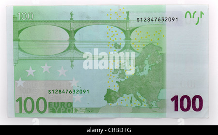 100-Euro-Banknote, zurück Stockfoto