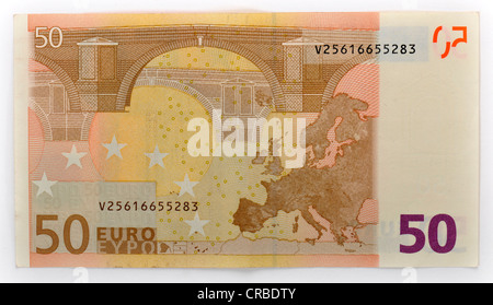 50-Euro-Banknote, zurück Stockfoto