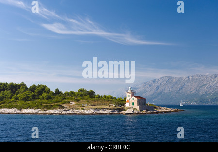 Leuchtturm auf der Insel Hvar, Sucuraj, Dalmatien, Kroatien, Europa Stockfoto