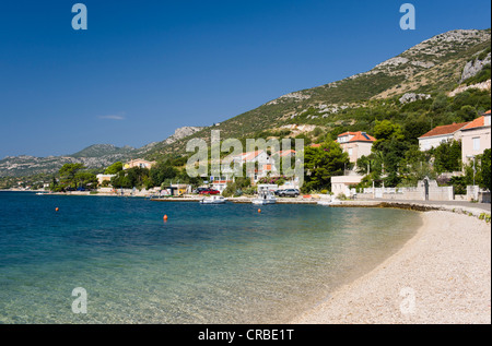 Strand in Orebic, Halbinsel Peljesac, Dalmatien, Kroatien, Europa Stockfoto