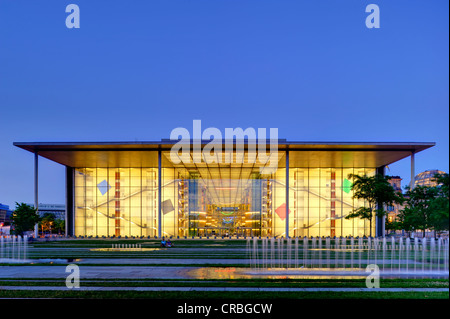 Nacht Ansicht, Dusk, Paul-Loebe-Haus Legislative building, Regierungsviertel, Tiergarten Bezirk, Berlin, Deutschland, Europa Stockfoto