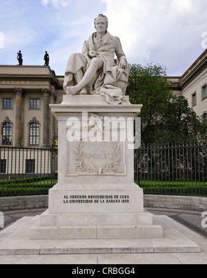 Statue von Alexander von Humboldt, Humboldt-Universität Universität, Unter Den Linden, Dorotheenstadt, Bezirk Mitte, Berlin Stockfoto