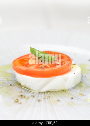 Nahaufnahme von Caprese Salat Stockfoto