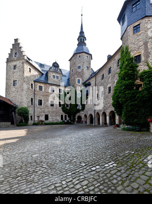 Innenhof der Burg Lauenstein castle, Lauenstein Ludwigsstadt, Bezirk Kronach Grafschaft, Franken, Oberbayern Stockfoto