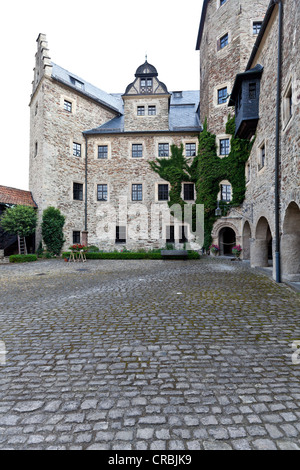 Innenhof der Burg Lauenstein castle, Lauenstein Ludwigsstadt, Bezirk Kronach Grafschaft, Franken, Oberbayern Stockfoto