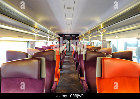 Innenansicht, TGV 2. Klasse Wagen, Paris, Frankreich, Europa Stockfoto