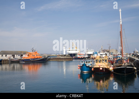 Kirkwall Orkneyinseln Festland Schottland UK können Angelboote/Fischerboote und Rettungsboot in dieser Hauptstadt Stadthafen Stockfoto