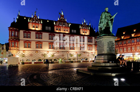 Marktplatz mit der Coburger Stadthaus bauen, Coburg, Upper Franconia, Bayern, Deutschland, Europa Stockfoto