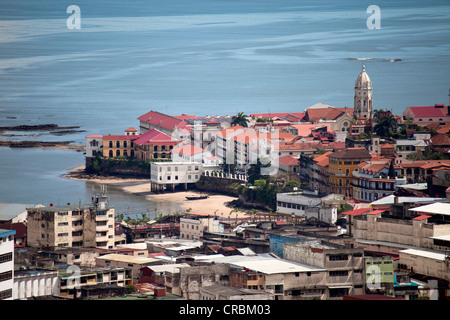 Altstadt, Casco Viejo, gesehen vom Berg Cerro Ancon, Panama, Mittelamerika Stockfoto