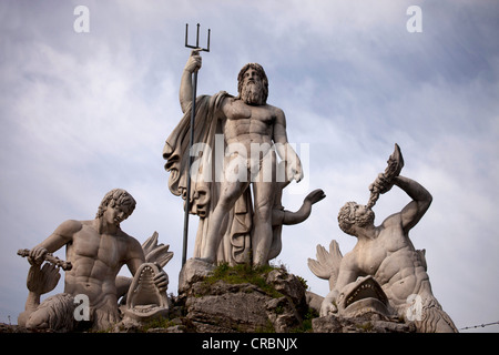 Fontana del Nettuno, Neptun-Brunnen auf dem Platz Piazza del Popolo in Rom, Italien, Europa Stockfoto