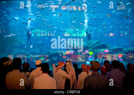 Erfolgte ein riesiges Aquarium in der Dubai Mall in Dubai, Vereinigte Arabische Emirate, Naher Osten, Asien Stockfoto