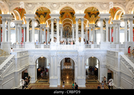 Marmor-Säulen, Marmor Bögen, Fresken, Mosaiken in der prächtigen Eingangshalle, The Great Hall, The Jefferson Building Stockfoto