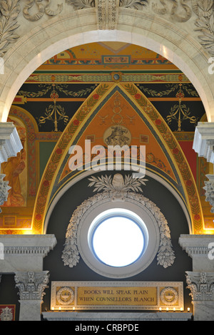 Marmor-Säulen, Marmor Bögen, Fresken, Mosaiken in der prächtigen Eingangshalle, The Great Hall, The Jefferson Building Stockfoto