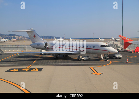 Russische Privatjets am Flughafen von Nizza Côte d ' Azur, Frankreich, Europa Stockfoto