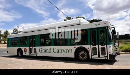 Shuttle-Bus-System für Touristen, von Hermit Road Bushaltestelle, Hermit es Rest, Grand Canyon Village, Grand Canyon National Park Stockfoto