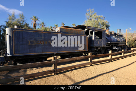 Historische Dampf Lok, ca. 1930, für den Transport von Borax, Borax Museum, Furnace Creek Ranch Resort Oasis Stockfoto