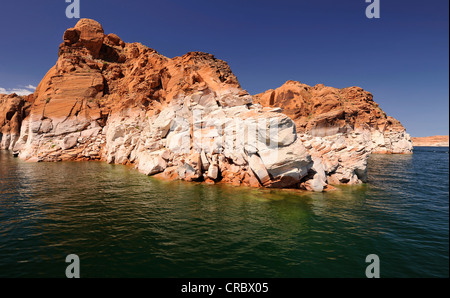 So genannte Bade-Linie von den Navajo Canyon vom Lake Powell, zeigt Spitzenwerte Wasser, Page, Navajo Nation Reservation Stockfoto