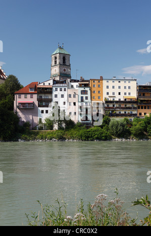 Turm der St.-Jakobs Kirche, Wasserburg bin Inn, Fluss Inn, Upper Bavaria, Bavaria, Germany, Europe, PublicGround Stockfoto