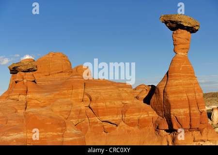 Ersten Hoodoo, auch bekannt als Toadstool Hoodoo oder Lucky Luke, Toadstool Hoodoos, Rimrocks, Grand Treppe Escalante National Stockfoto