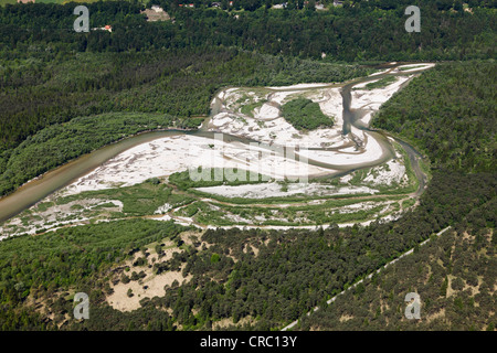 Luftaufnahme, Isarauen mit Pupplinger Au, Auen, in der Nähe von Wolfratshausen, Upper Bavaria, Bayern, Deutschland, Europa Stockfoto