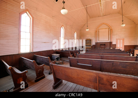 Interieur, Evangelisch-methodistische Kirche, Geisterstadt Bodie, eine ehemalige Goldgräberstadt Bodie State Historic Park, Kalifornien Stockfoto