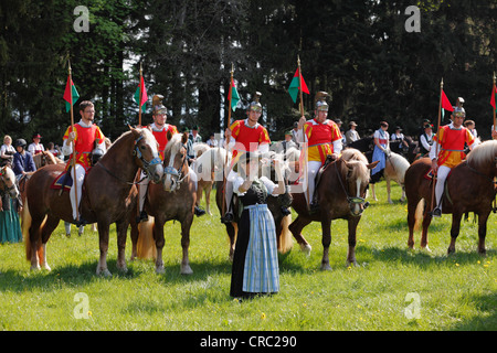 St.-Georgs Ritt Pferd Wallfahrt, Auerberg, Bernbeuren, Allgäu, Upper Bavaria, Bavaria, Germany, Europa Stockfoto