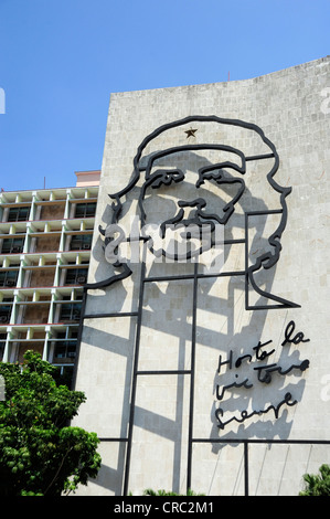 Che Guevara Wandbild, Plaza De La Revolucion quadratisch, Stadt Zentrum von Havanna, Habana Nueva Vedado, Kuba, große Antillen, Caribbean Stockfoto