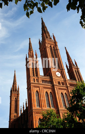 Marktkirche, evangelische Kirche, erbaut im Stil der Neugotik, Wiesbaden, Hauptstadt des Landes Hessen Stockfoto