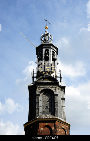 Münzerturm, Munttoren Turm auf Muntplein Quadrat, ein Turm der alten Stadtmauer, Altstadt, Amsterdam Stockfoto