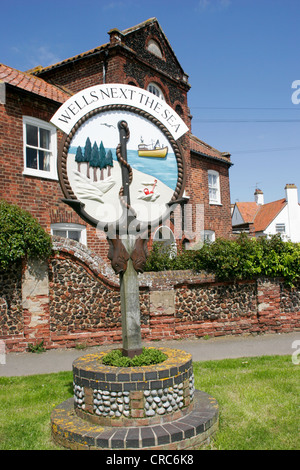 Stadt unterzeichnen Wells als nächstes Meer Norfolk England UK Stockfoto