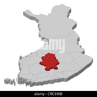 Politische Karte von Finnland mit mehreren Regionen wo Mittelfinnland markiert ist. Stockfoto