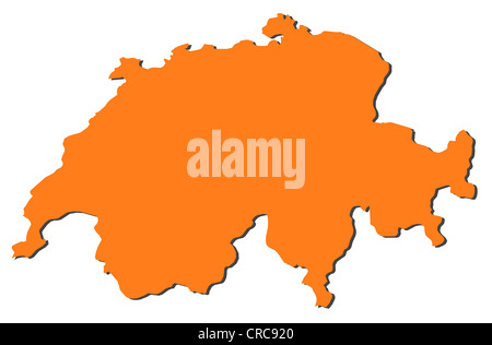 Politische Karte der Schweiz mit den verschiedenen Kantonen. Stockfoto