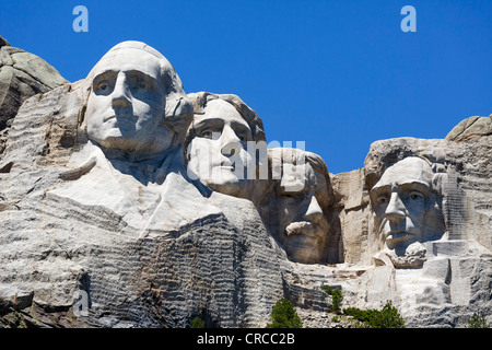 Gesichter der vier Präsidenten am Mount Rushmore National Memorial gesehen von Grand View Terrace, Black Hills, South Dakota, USA Stockfoto