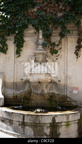 Brunnen in der Altstadt, gegründet-du-Rhône, Provence, St Remy de Provence, Frankreich. Stockfoto