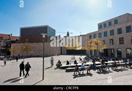 Jüdisches Zentrum München am St.-Jakobs-Platz-Platz mit der Ohel Jakob Synagoge, links, und die kulturellen und Gemeindezentrum Stockfoto