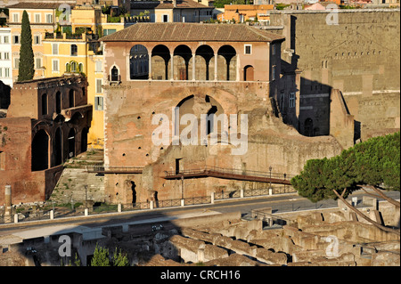 Trajans Markt, Haus von den Rittern von Rhodos oder die Ritter von Malta, Tempel des Mars Ultor, Via Alessandrina Stockfoto