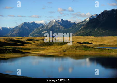 Wo trifft die Prärie der Rocky Mountains, Waterton Lakes National Park, Alberta, Kanada Stockfoto