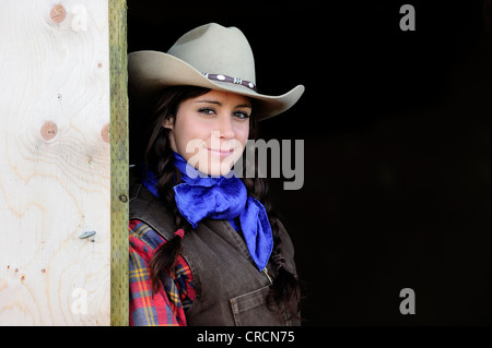 Cowgirl, Porträt, Saskatchewan, Kanada, Nordamerika Stockfoto