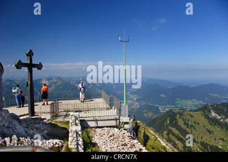 Anzeigen von Balkon auf Berg Wendelstein, Deutschland, Bayern Stockfoto