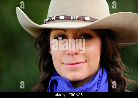 Cowgirl, Porträt, Saskatchewan, Kanada, Nordamerika Stockfoto