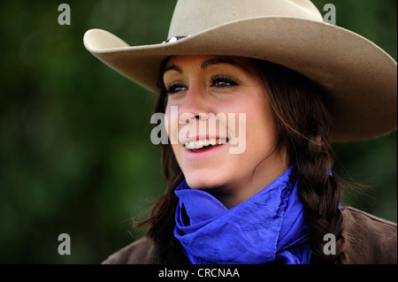 Cowgirl, Porträt, Saskatchewan, Kanada, Nordamerika Stockfoto