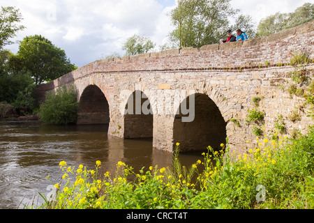 Die alte Brücke über den Fluss Avon in Bilovec, Worcestershire, UK. Stockfoto