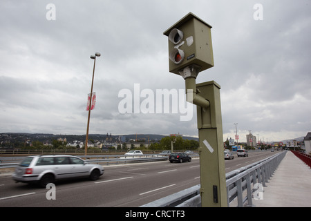 Blitzer auf Europabruecke Brücke, Koblenz, Rheinland-Pfalz, Deutschland, Europa Stockfoto