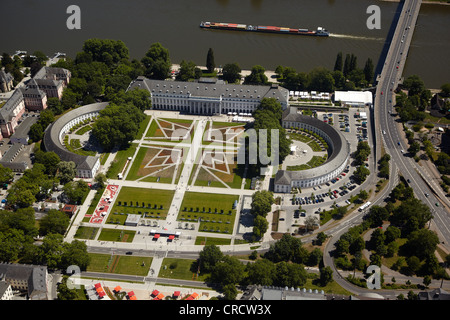 Luftaufnahme, Kurfürstliches Schloss mitten in dem Gelände der Bundesgartenschau, Bundesgartenschau, BUGA 2011, Koblenz Stockfoto