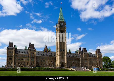 Der Centre Block der Parlamentsgebäude am Parliament Hill in Ottawa, Ontario, Kanada Stockfoto