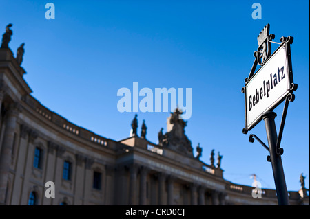 Straßenschild am Bebelplatz, Berlin, Deutschland, Europa Stockfoto